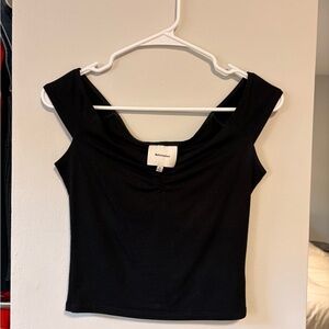 Reformation Black Square Neck Crop Tank